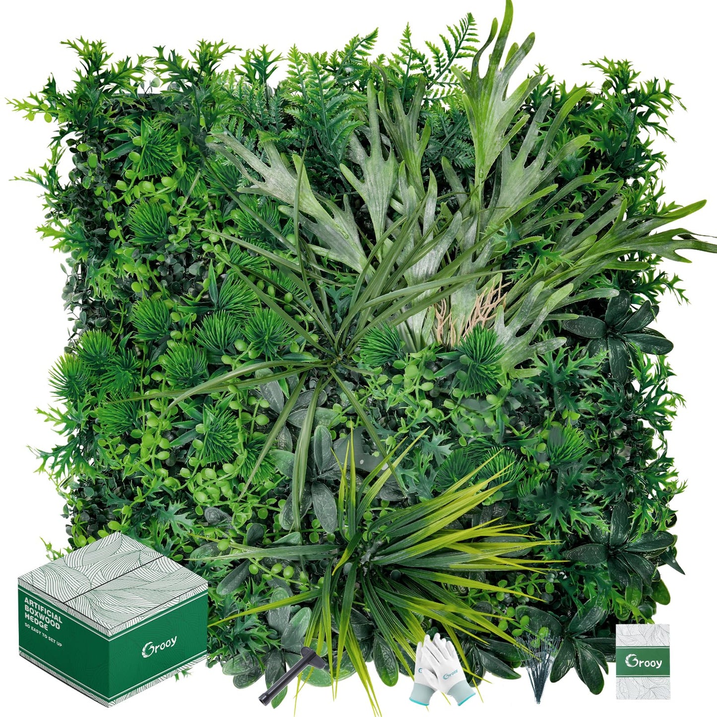 Grooy 20"X20" Grass Wall, 12PCS Boxwood Panels UV-Protected Faux Grass Backdrop Wall,Greenery Privacy Hedge Screen for Outdoor Garden Patio, Indoor Party Balcony Fence Decor