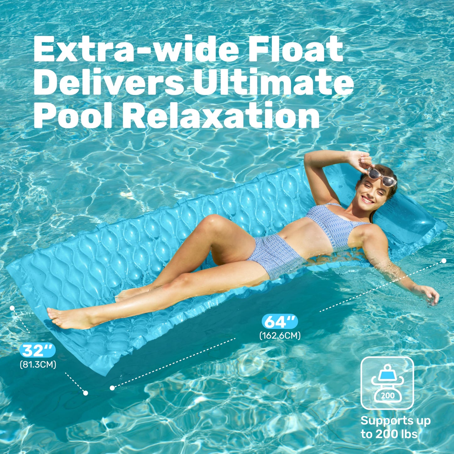 SLOOSH Inflatable Pool Floats Raft,Floating Lounge for Adults,64x32 inch Swimming Mat Pool Mattress with Headrest,2 Pieces Float Air Mat for Summer Water Beach Fun,Blue,Purple