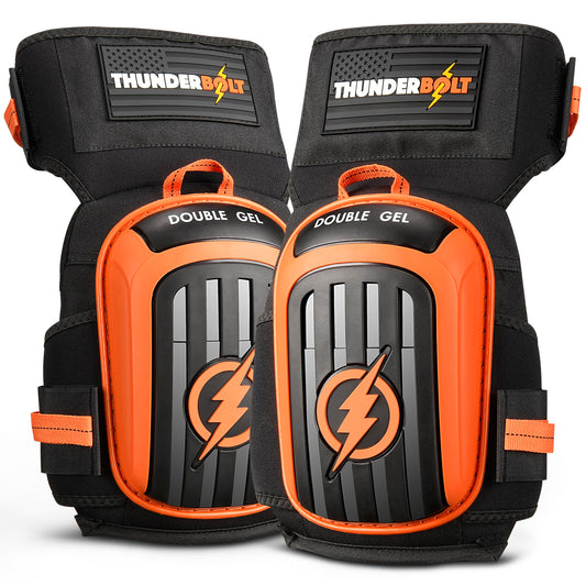 Thunderbolt Knee Pads for Men Construction Knee Pads for Work for Men and Women with Double Gel for Gardening Flooring Roofing Heavy Duty with Extra Thick Foam and Strong Adjustable Non-Slip Straps