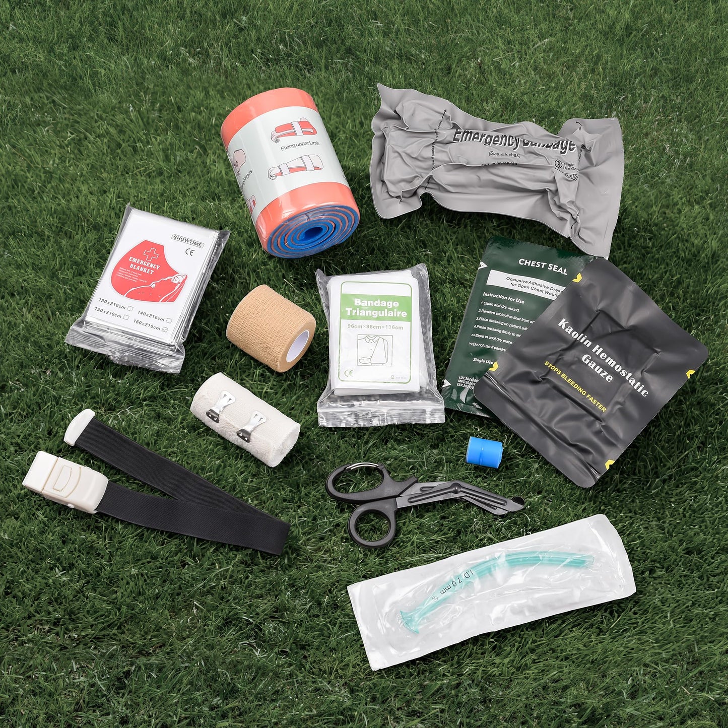 77 PCS Survival First Aid Kit with Molle Bag, 6-Inch Israeli Bandage, Tactical First Aid Kit for Car, Camping, Hiking and Travel
