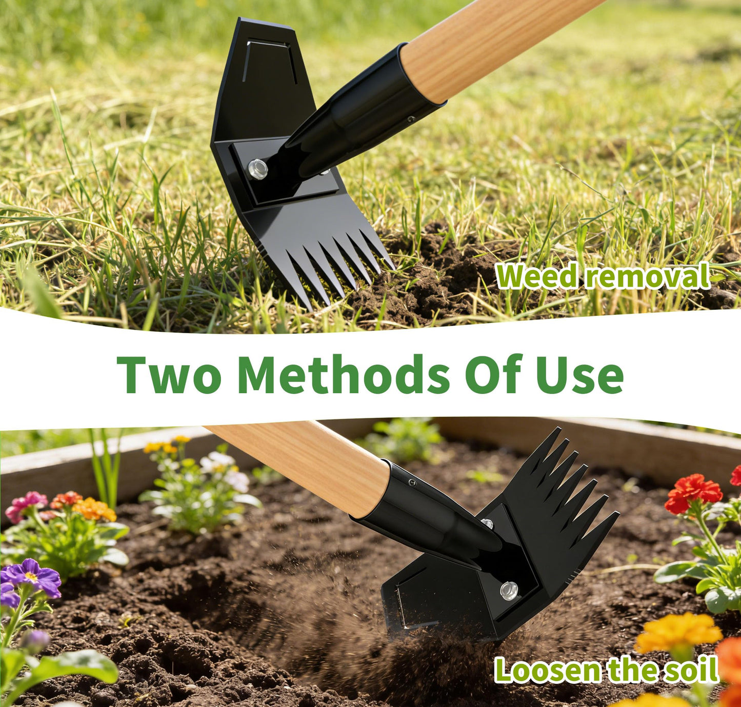 Weed Puller Tool with Long Bamboo Handle, 2 in 1 Garden Hoe&Manual Weed Remover, Weed Rake&Grabber, Gardenia Heavy Duty Uprooting Tool for Yard, Lawn and Garden, 49Inch ﻿