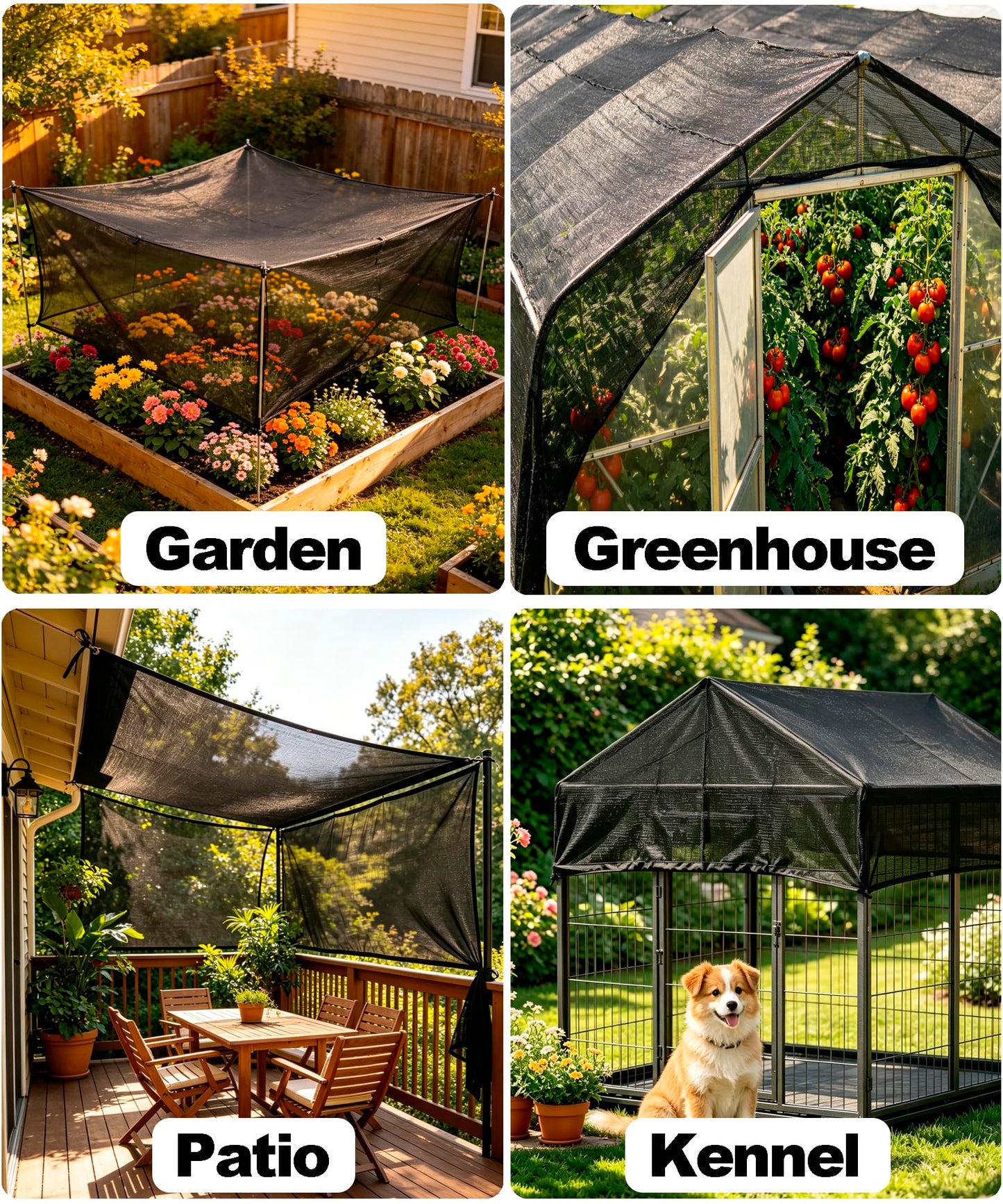 e.share Sun Shade Cloth, 40%-50% Sun Block Mesh Net, 6FT x 10FT Breathable Black Screen for Garden Greenhouse Patio Plants Vegetables Flowers