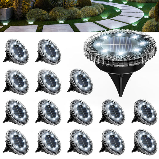 PATIOWIN 16 Pack Small Solar Ground Lights, Pathway Lights Waterproof, Outdoor Solar Light for Garden, Driveway, Walkway, Backyard (Cool White)