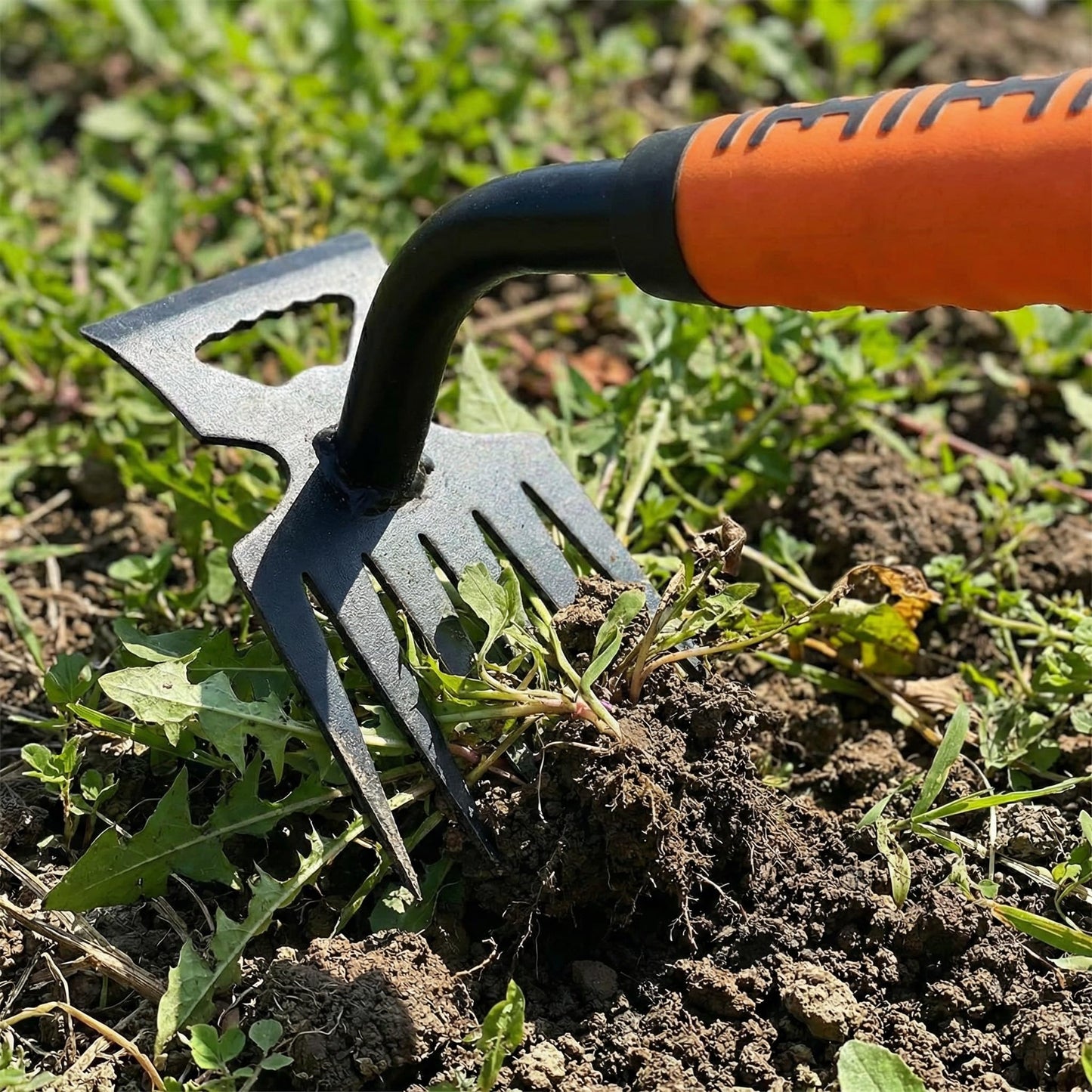 2 Pack Weeding Tools, 6-Tooth Manganese Steel Manual Weeder & Digging Tool with Ergonomic Rubber Grip, Multi-Functional Gardening Hand Tools for Removing Dandelions, Thistles & Yard Weeds