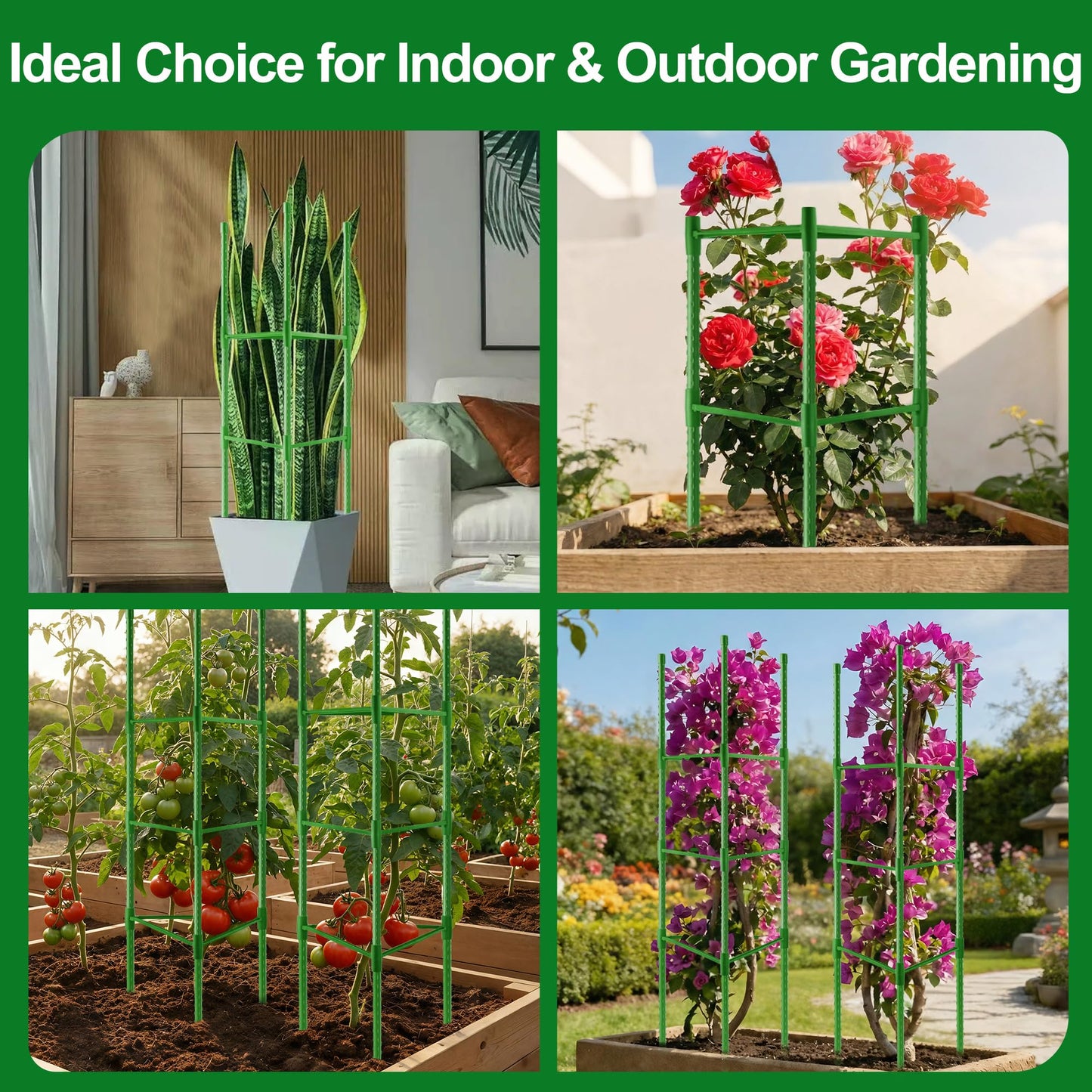 WAENLIR 6 Pack Tomato Cages for Garden, Up to 51 Inch Tomato Trellis for Raised Garden Bed, Plant Stakes for Pots, Durable Tomato Plant Support Garden Stakes for Climbing Plants