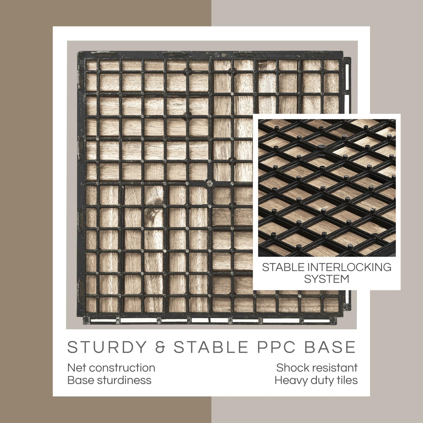 THYOI Premium Deck Tiles, Patio Flooring - Outdoor Waterproof Acacia Wood Tiles for All Weather Use - Balcony, Backyard, Indoor & Outdoor (Square Ft) (10, White, 12S)
