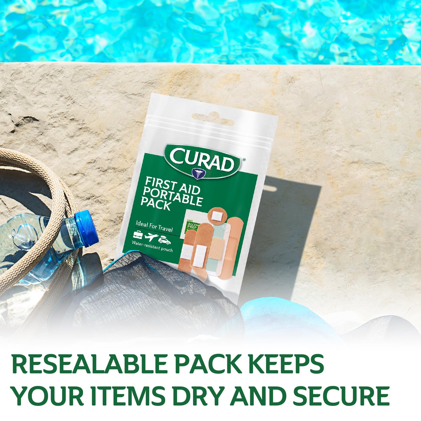 CURAD First Aid Portable Pack |15 - Count On-the-Go Essentials |12 Packs