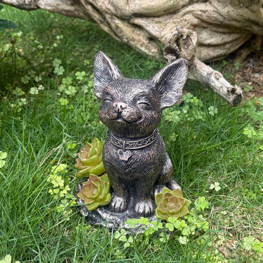IVCOOLE Solar Dog Garden Statue - Outdoor Dog Decor with Solar Light, Resin Solar Garden Statue Waterproof for Patio Porch Lawn and Yard - Dog Figurine Gift for Mom, Grandma, Dog Lovers