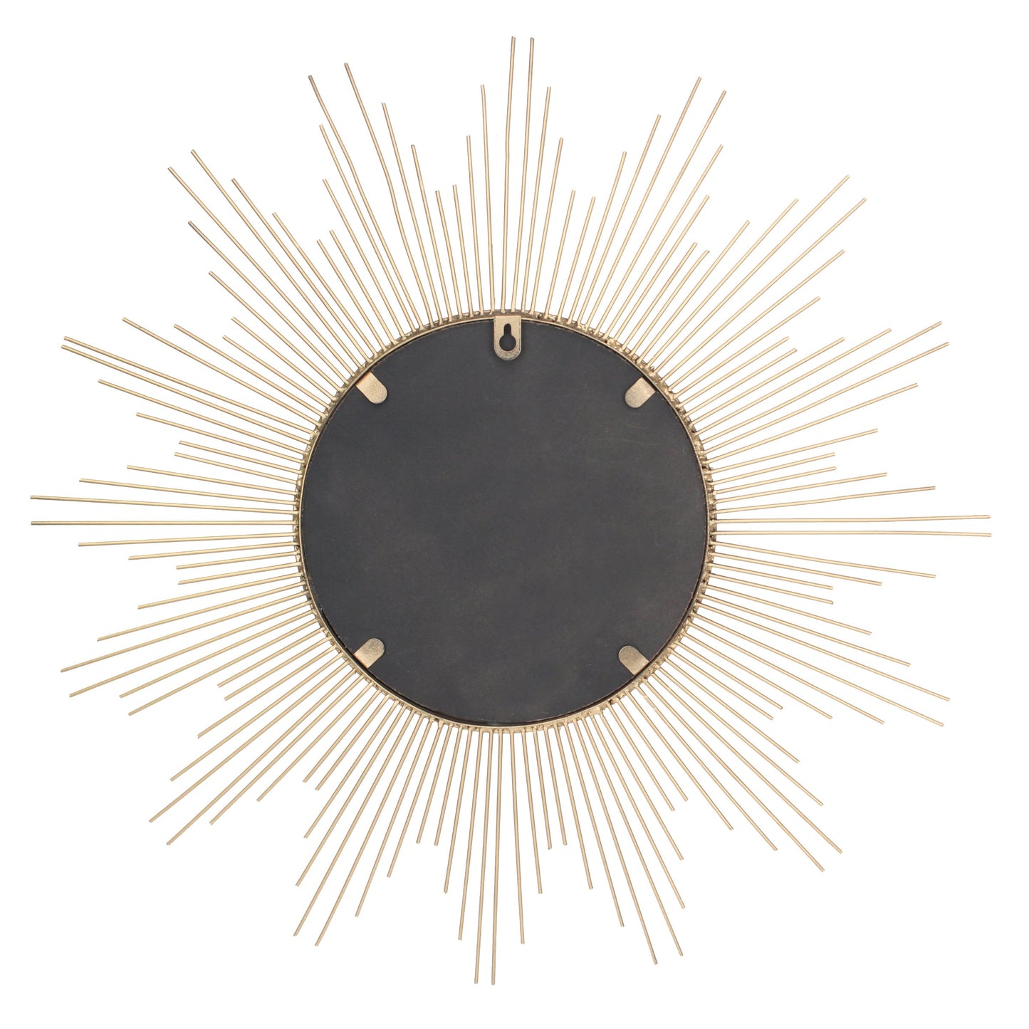 Stonebriar Round 23" Antique Gold Metal Starburst Hanging Wall Mirror with Attached Mounting Bracket, Decorative Decor for the Living Room, Bedroom, Bathroom, Hallway, and Entryway