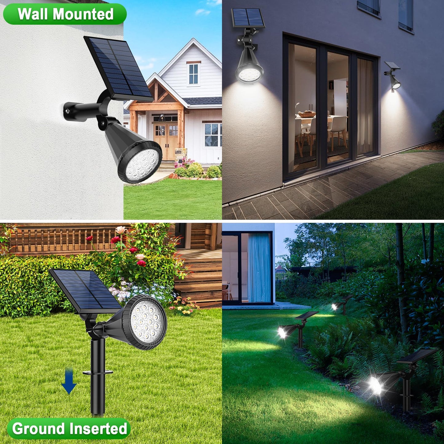 Tadyreal Solar Lights Outdoor Waterproof IP65 180° Adjustable Solar Powered Landscape Spot Lights for Yard 4 Lighting Modes Spotlights for Pathway Garden Outside Wall Pool Porch (8 Pack, Cool White)
