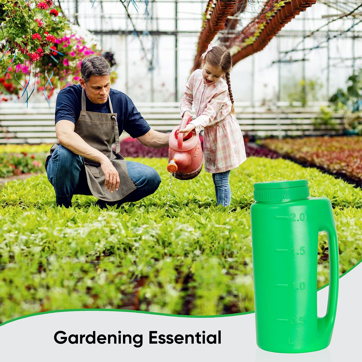 Superio Handheld Spreader for Lawn and Garden Seed, Fertilizer and Ice Melt Spreader 2 Liter, Adjustable Hole Size
