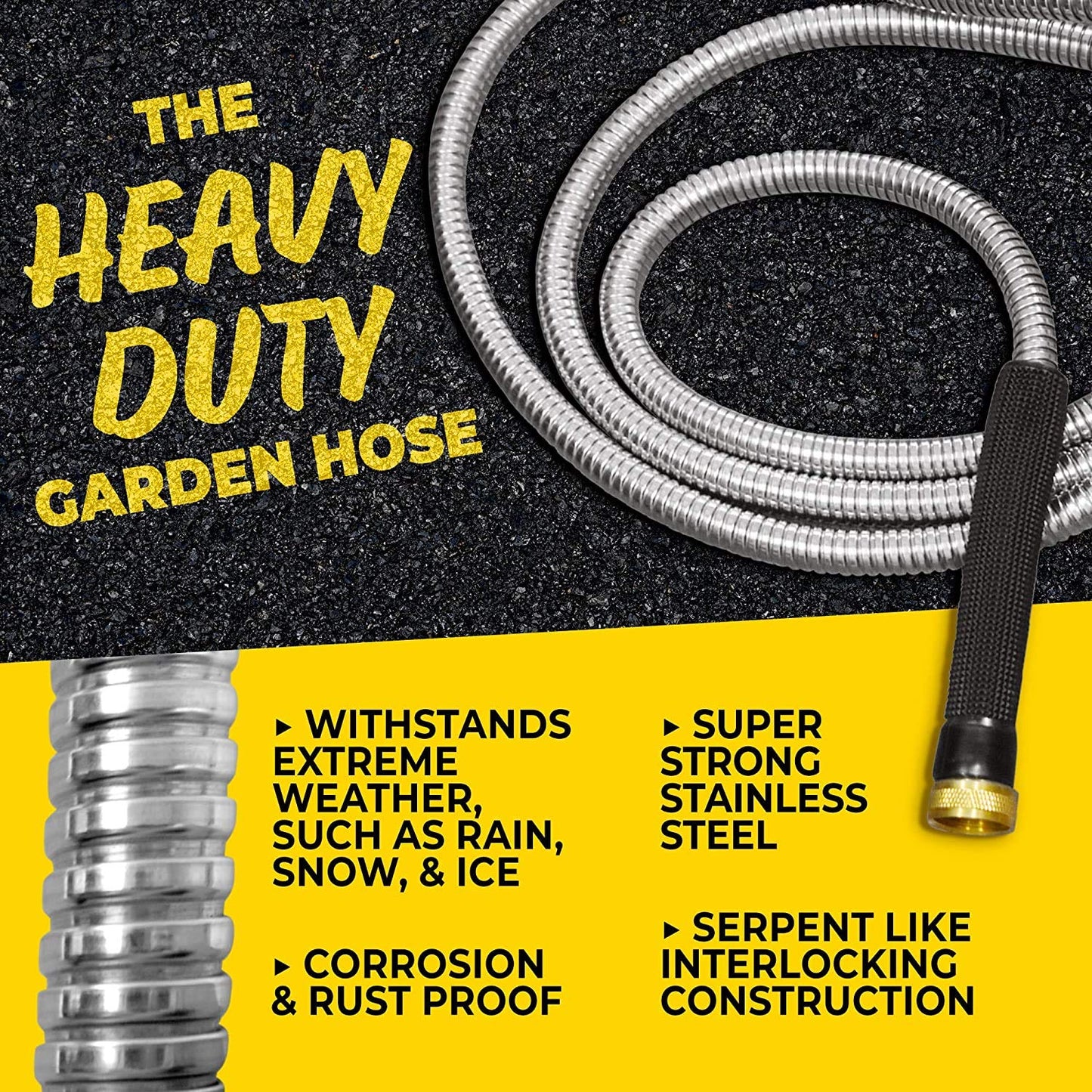 Bionic Steel PRO 75ft Garden Hose with Nozzle, 304 Stainless Steel Metal 75ft Water Hose Flexible Hose, Kink Free, Lightweight & Heavy Duty, Crush Resistant Fitting, Easy Coil, 500 PSI 2025 Model