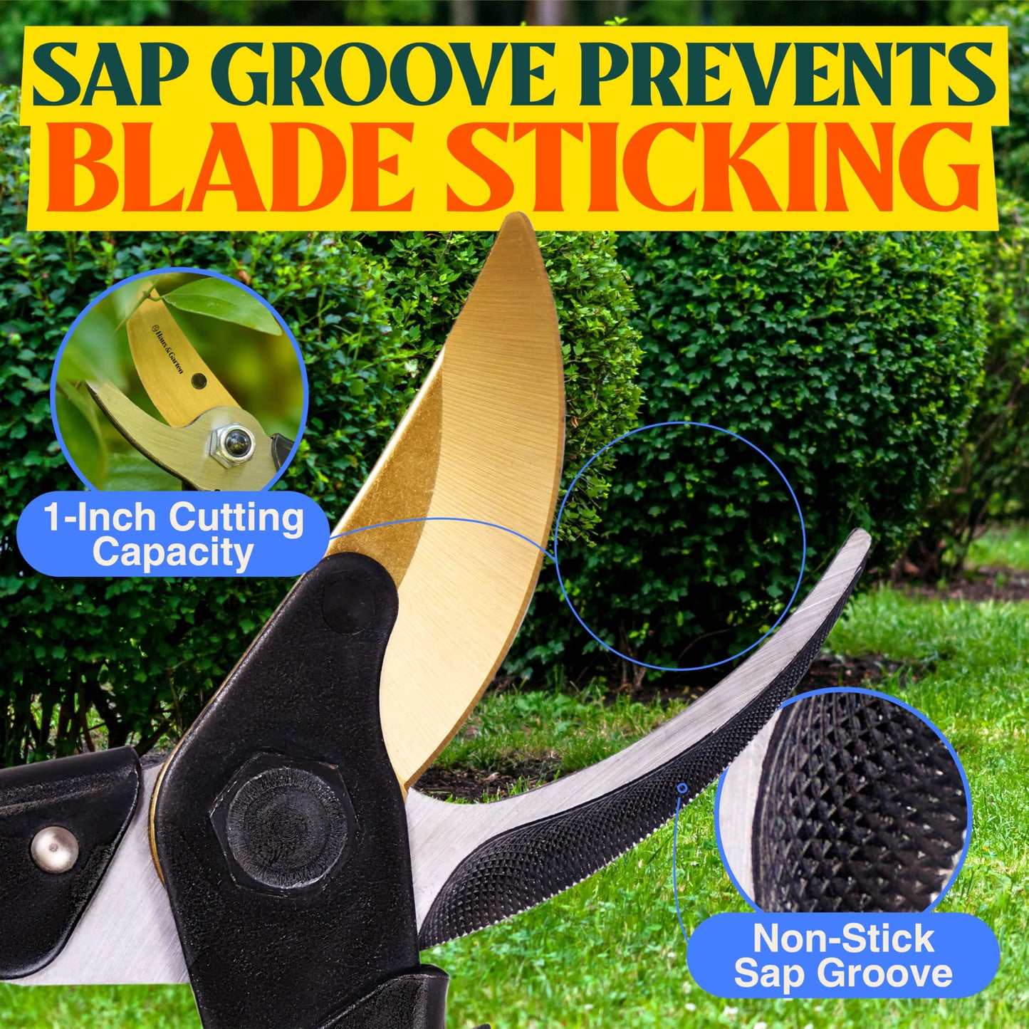 Haus & Garten ForgedPRO 8.75" Heavy Duty Professional Titanium Bypass Pruning Shears - Use As Pruners, Garden Shears, Handheld Pruning Shears For Gardening, Clippers, Garden Scissors, Pruner Tool