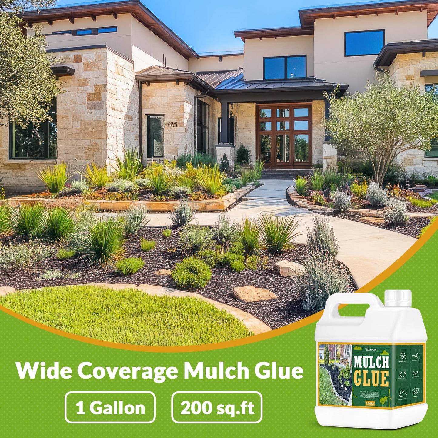 Teexpert Mulch Glue for Landscaping, 1 Gallon Rock Glue for Landscaping Gravel Binder Adhesive to Lock Down Pea Gravel, Stone, Rubber Mulch, Wood Chips, Pine Straw in Place for Outdoor Landscape