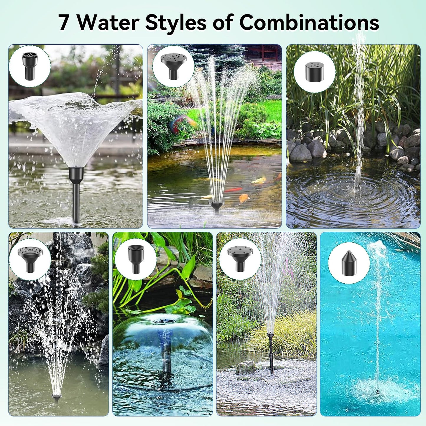 Antfraer 12W Solar Fountain Pump, Solar Water Pump 160GPH Flow Adjustable, Solar Powered Water Pump with 16.5Ft Cord Length for Small Pond, Fish Pond Bird Bath Garden Waterfall Hydroponics