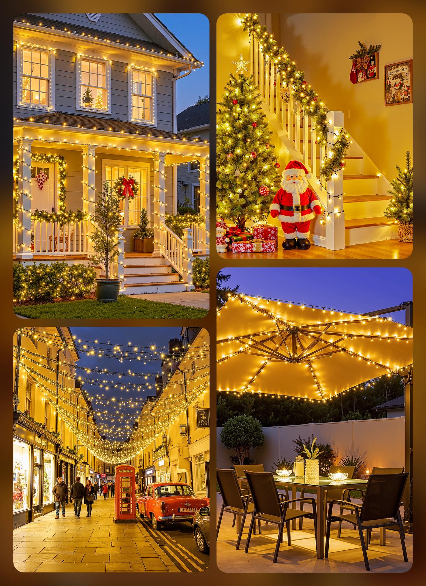 Brightown 2 Pack Solar String Lights Outdoor Waterproof, 80 FT 200 LED Solar Powered Christmas Lights with 8 Modes, Auto On/Off, Patio Lights for Outside Tree Garden Balcony Party Decor (Warm White)