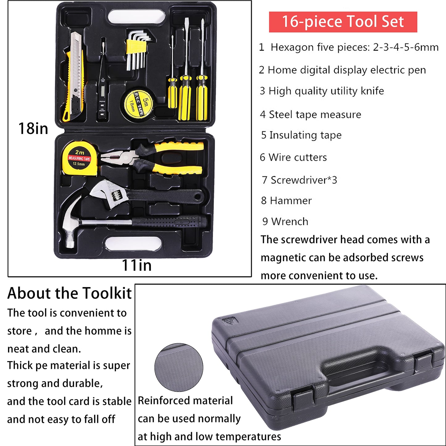 HAIPHAIK Car Emergency Kit,Emergency Roadside Kit for Car,Car Accessories for Women or Men,Car Safety Kit with Jumper Cables 11.8 FT,Tow Strap,Folding Survival Shovel,Roadside Emergency Kit