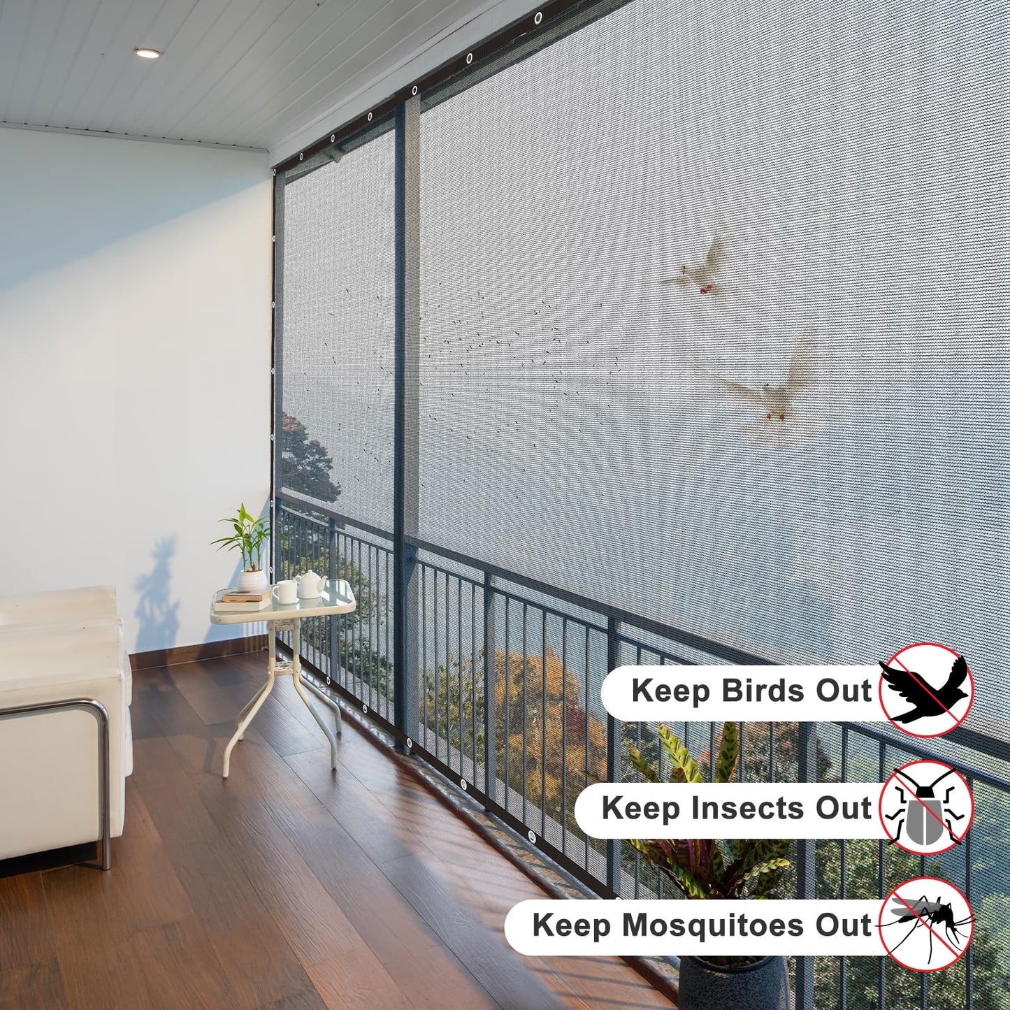 LOVE STORY 8x8FT Shade Cloth for Plant Heavy Duty Knitted Mesh Tarp with Grommets Screen Mesh Netting for Garden Patio Porch Pools Greenhouse Dump Truck