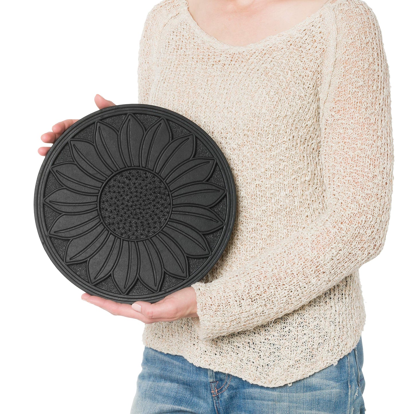 HF by LT Rubber Tree Garden Stepping Stone, 11-3/4 inches, Black, Set of 3