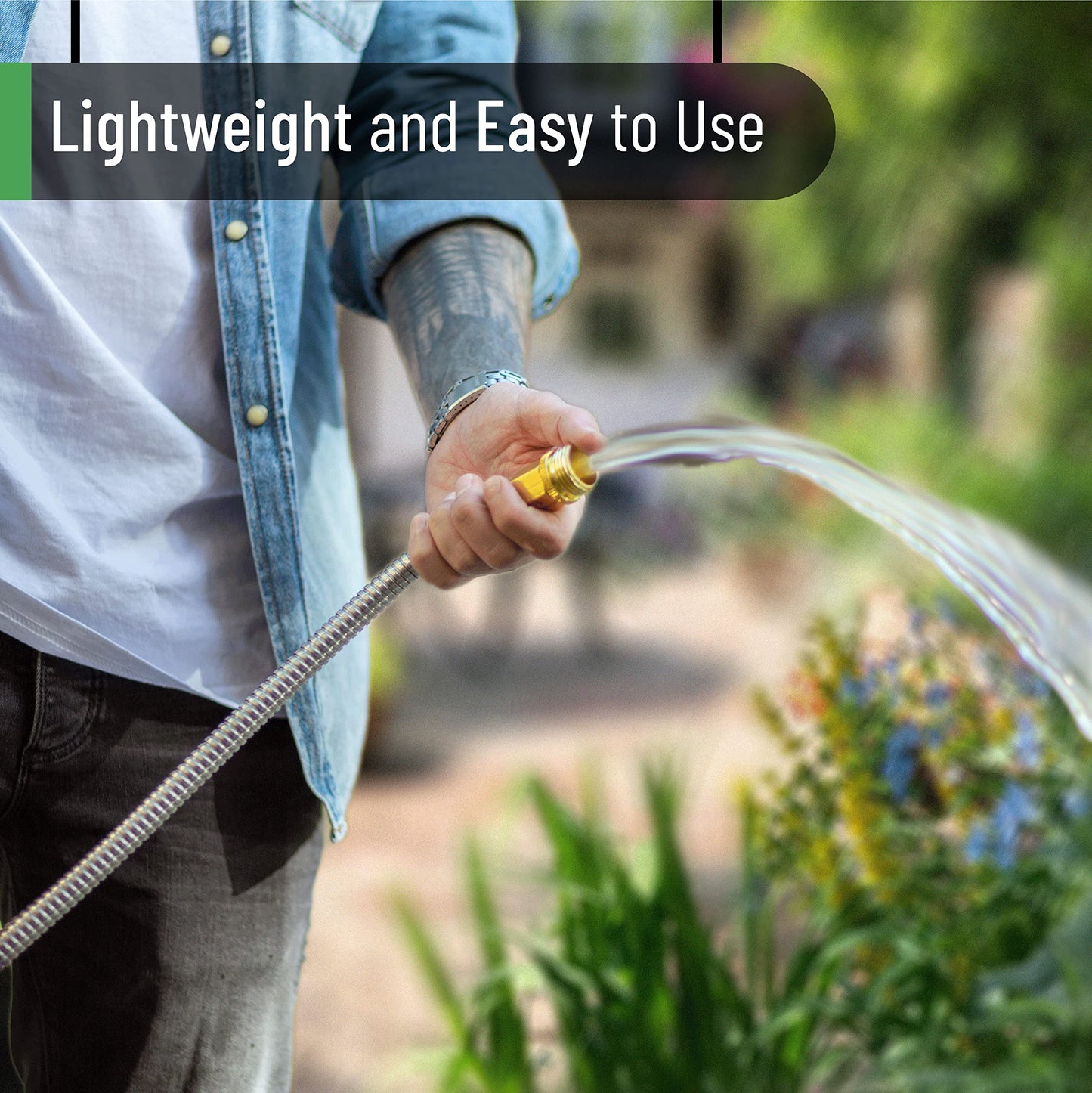 UNCO 3 Feet Heavy Duty Stainless Steel Short Garden Hose, Metal, Water Hose, Non Kink, Durable, Flexible, Lightweight
