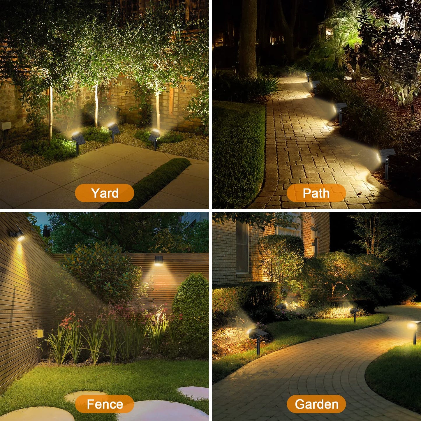 LANSOW Solar Spot Lights Outdoor, [8 Pack/76 LED] 2-in-1 Solar Landscape Spotlights, 3 Modes IP65 Waterproof Dusk to Dawn Solar Powered Flood Wall Lights for Outside Yard Garden Pathway(Warm White)