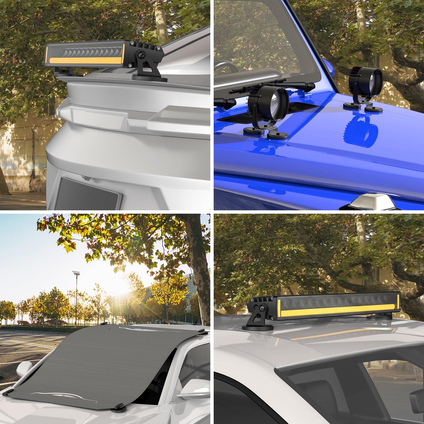 Magnetpro 2 Pieces Strong Rubber Coated Mounting Magnets Anti-Scratch, 65 LBS of Adhesive Power, Magnetic Assembly Base for Light Strips and Additional Mirrors The Outdoor Area