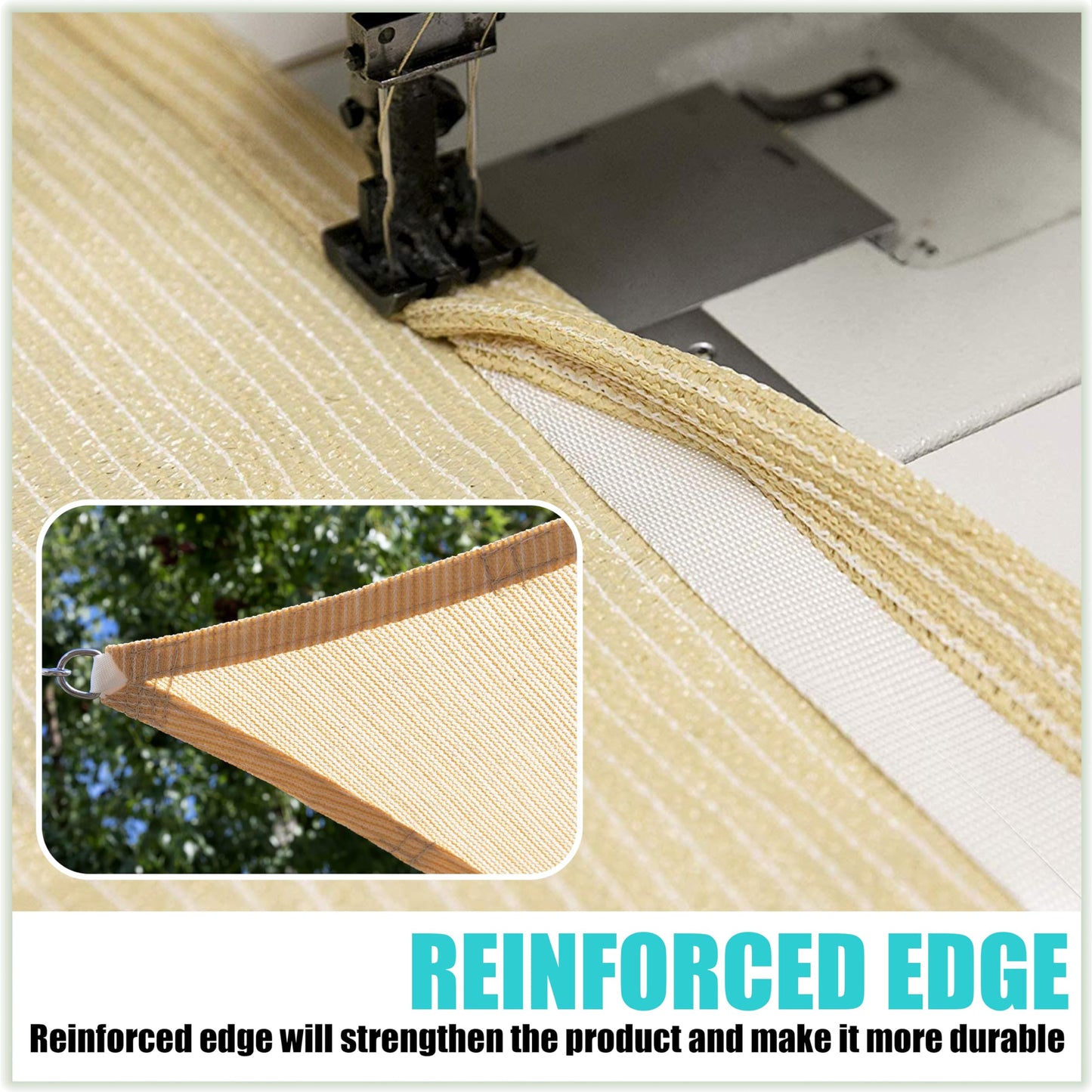 Amgo 16' x 16' Beige Rectangle Square Sun Shade Sail Canopy Awning Fabric Mesh AGSLR, 95% UV Blockage, Water & Air Permeable, 200GSM Heavy Duty Commercial and Residential (We Make Custom Sizes)