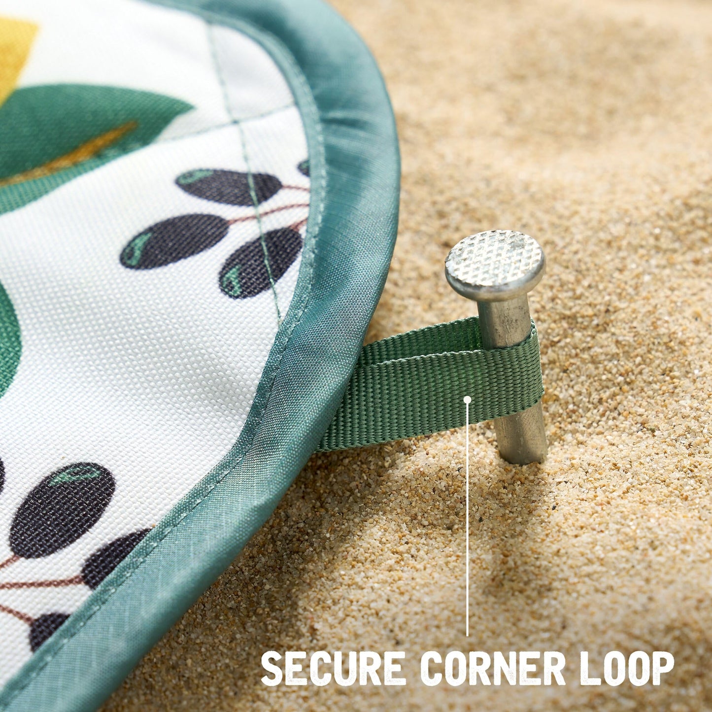 Weatherproof Vintage Waterproof Outdoor Blanket- Green Roll Up Throw Blanket with Handle, Velcro Closure - Camping Supplies, Travel Blanket for Beach, Picnic & Events, 60"x72" (Lemon Grove)