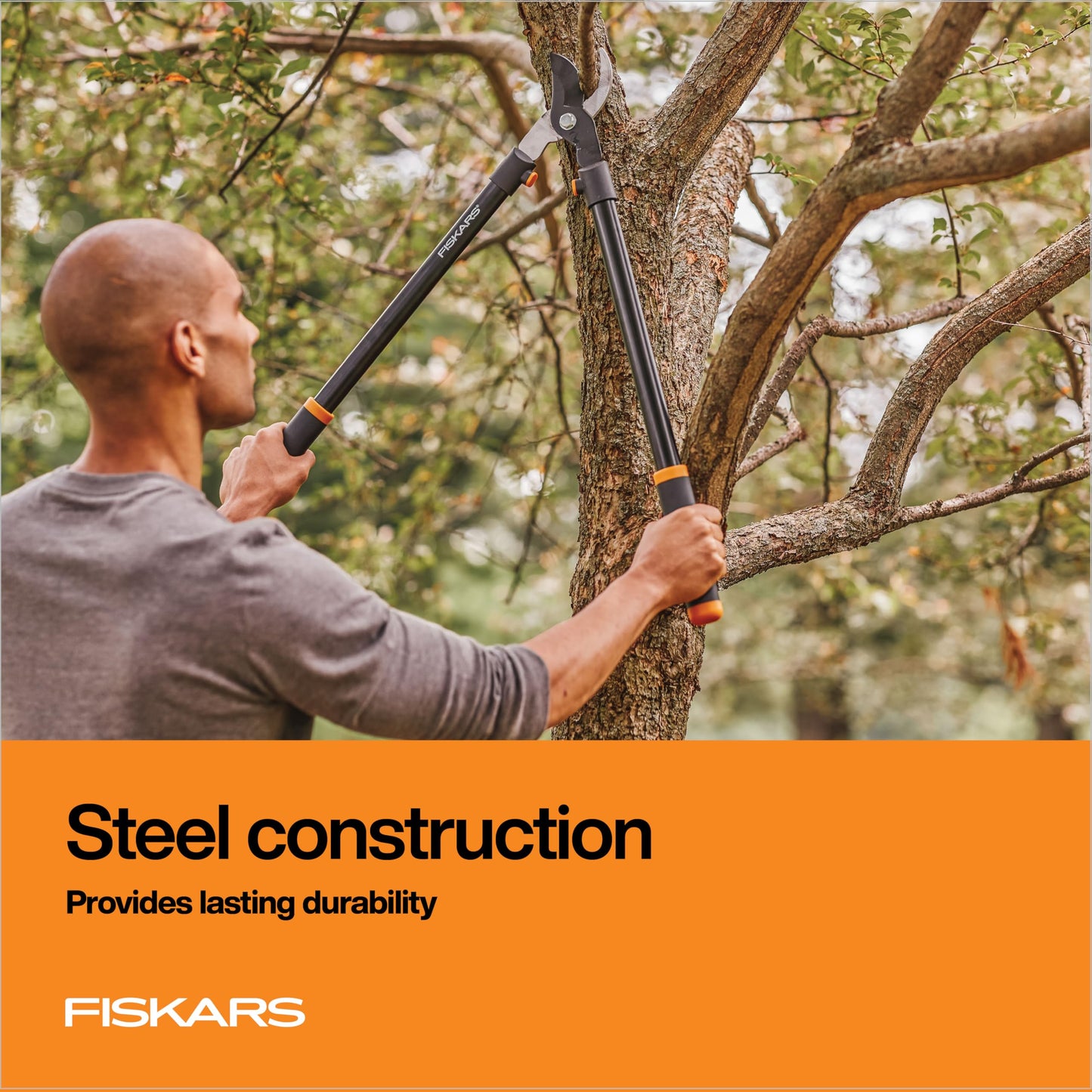 Fiskars 28" Loppers for Tree Trimming, Heavy Duty, Rust-Resistant Sharp Bypass Steel Blade Loppers, Branch Cutter up to 1.5" Diameter Cut Capacity, Shock-Absorbing Handle, Garden Tools