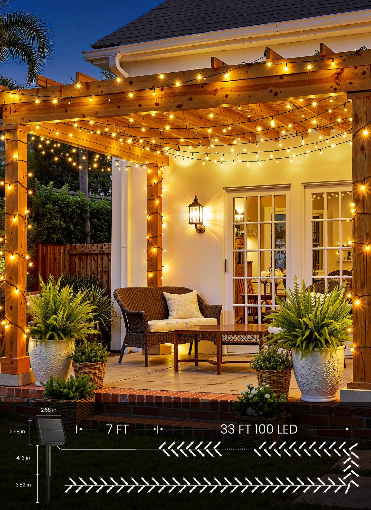 Brightown 2 Pack Solar String Lights Outdoor Waterproof, 80 FT 200 LED Solar Powered Christmas Lights with 8 Modes, Auto On/Off, Patio Lights for Outside Tree Garden Balcony Party Decor (Warm White)