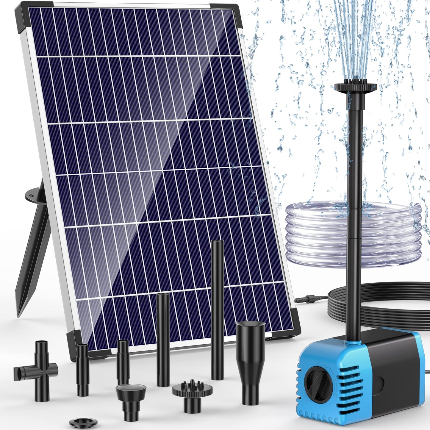 POPOSOAP Solar Water Pump, 12W Solar Fountain Pump 160GPH Flow Adjustable Solar Powered Water Pump with Dry-Run Protection for Fish Pond, Wildlife Garden, Ponds, Waterfall, Hydroponics