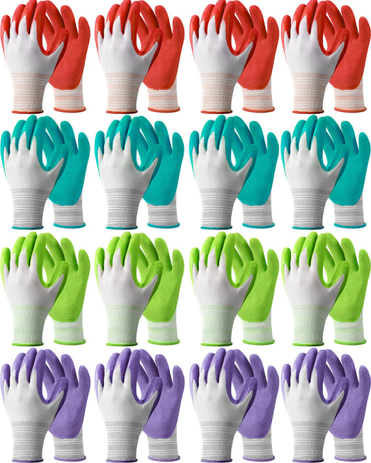 Irenare 16 Pairs Gardening Gloves Bulk for Women Breathable Rubber Coated Yard Garden Gloves Outdoor Protective with Grip(Multicolor)