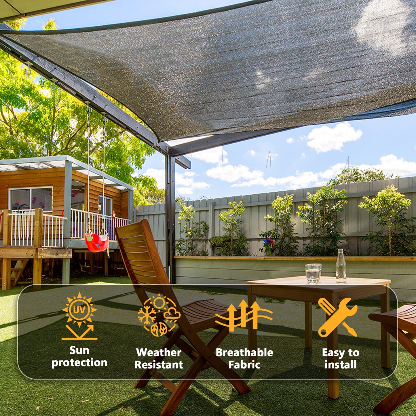 VICLLAX 50% Shade Cloth, 6x8FT Durable Black Mesh Trap with Every 3 FT Grommet, Sun Shade Fabric Netting for for Plants Cover, Greenhouse, Chicken Coop, Barn Kennel, Garden Patio