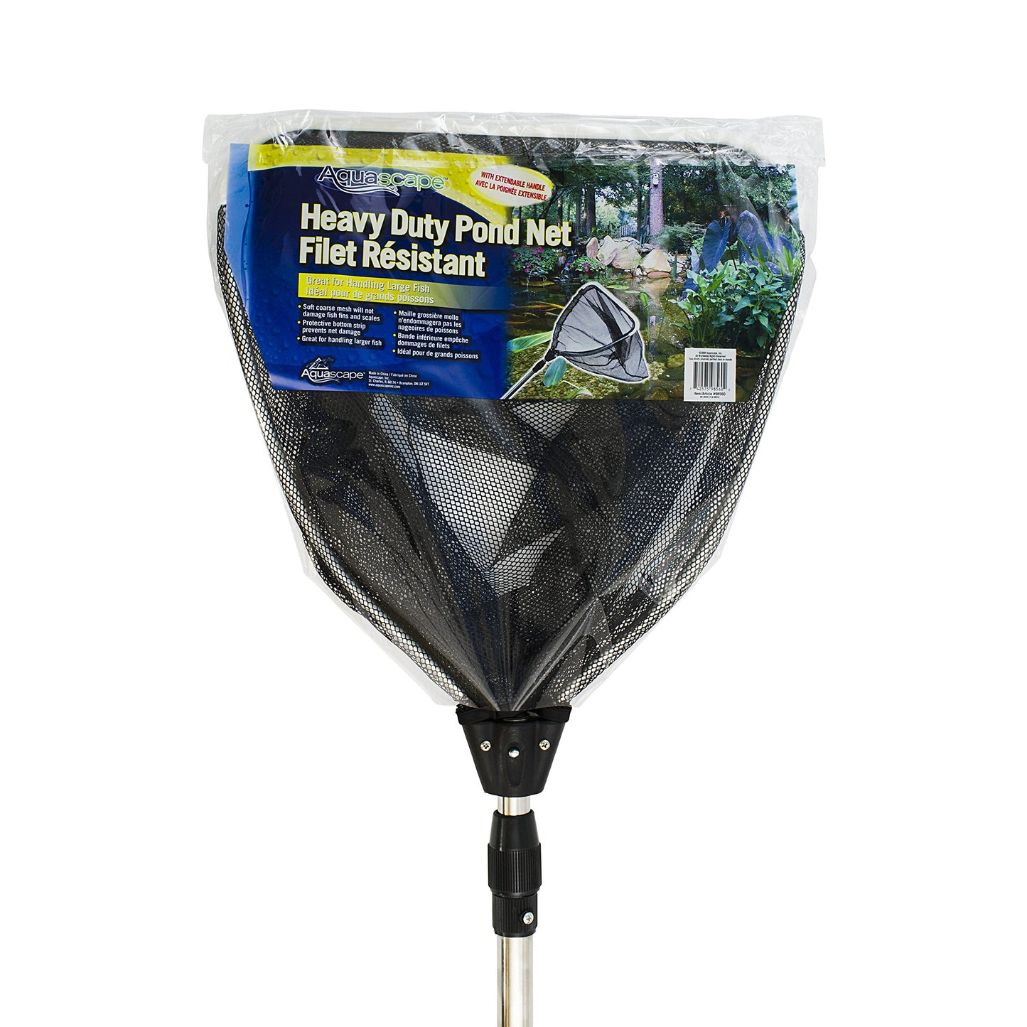 Aquascape Heavy-Duty Pond Net with Extendable Handle, Ideal for Safe Koi and Fish Handling, Durable Fish-Safe Mesh, 36 to 69-Inch Adjustable Length, 98560