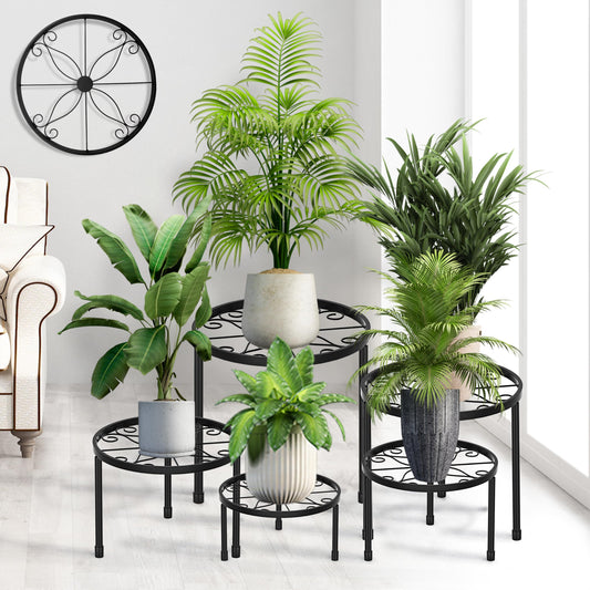 CADANI 5 Pack Metal Plant Stands for Outdoor Indoor, Anti-Rust Iron Flower Pot Stand, Heavy Duty Plant Pot Stand for Multiple Plant, Decoration Racks for Home, Patio & Garden