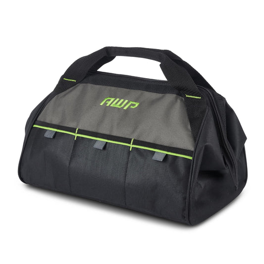 AWP Premium Tool Bag Durable Tool Tote Water-Resistant Organizer for Professionals and Contractors, Black, 15" | 1L-20015
