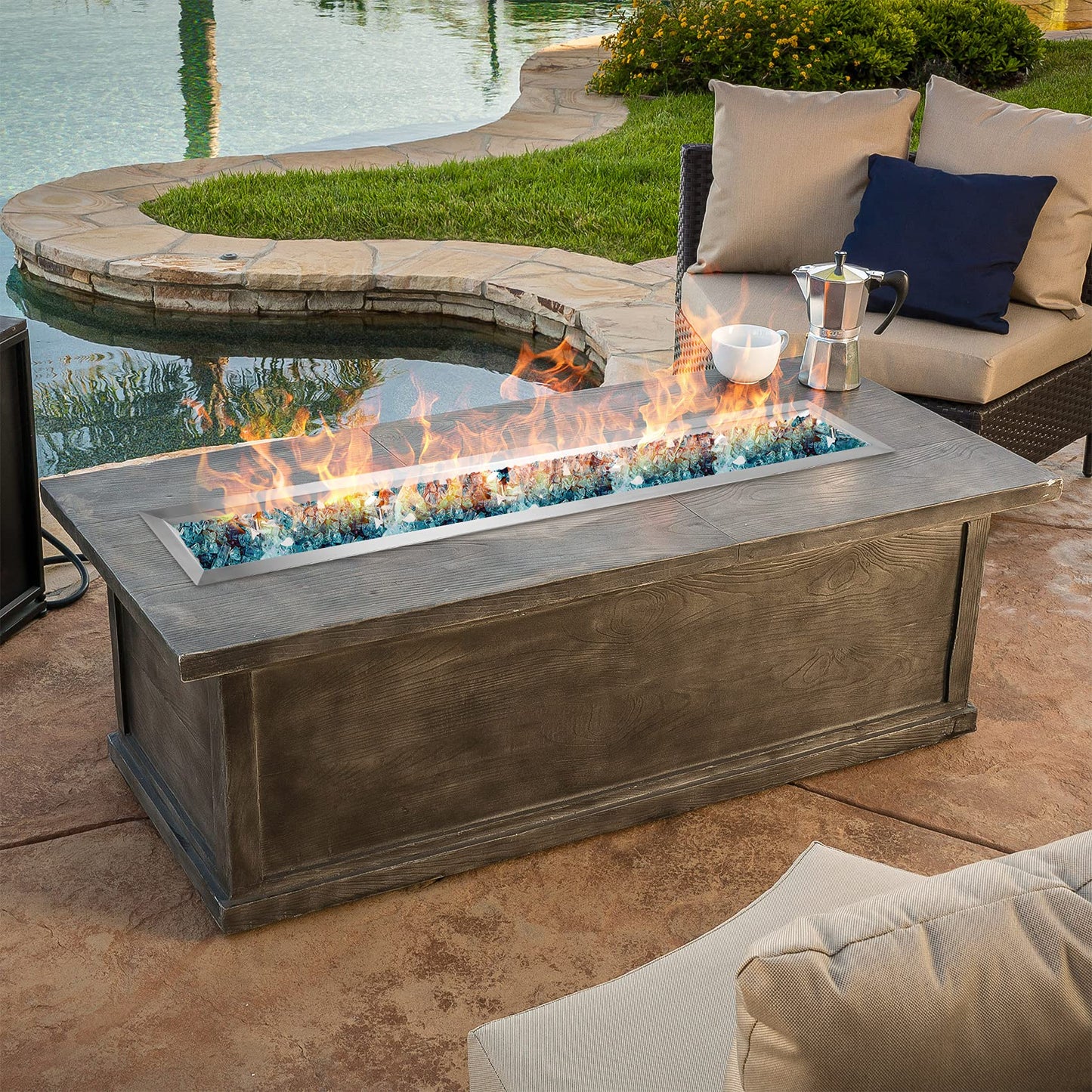 Stanbroil 72 by 6-Inch Linear Gas Fire Pit Burner, Stainless Steel Fire Pit Pan, Natural & Propane Gas Firepit for Outside DIY Firepit, BTU 175,000 Max