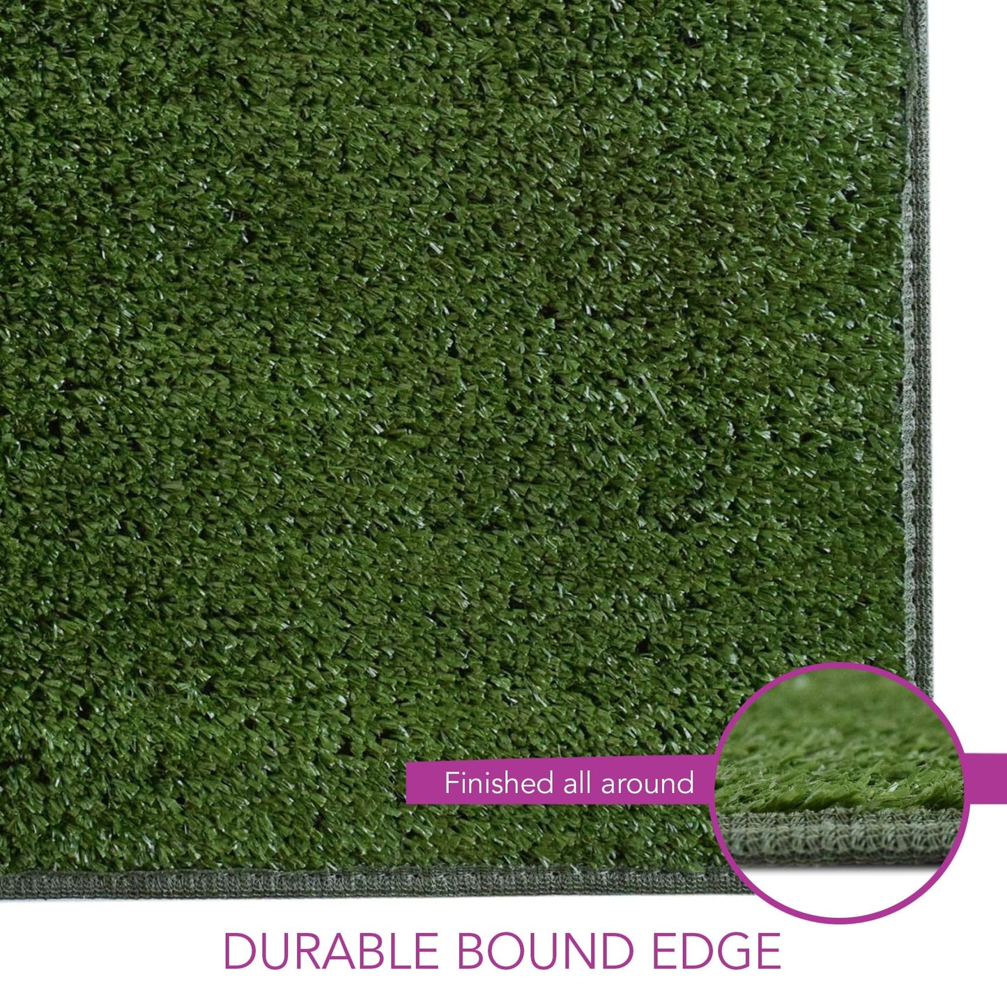 iCustomRug Synthetic Grass Rug – 6 x 7ft Lawn Green Turf Carpet for Patios, Yards, Boats, Camping – Indoor/Outdoor Use