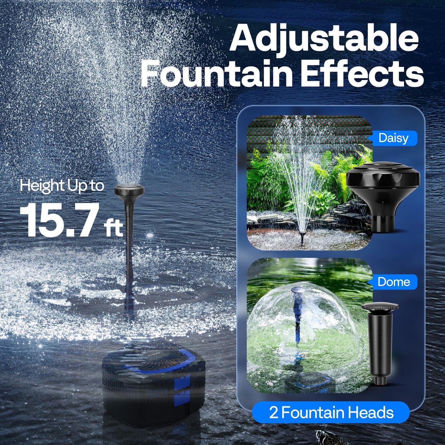 VIVOHOME 4-in-1 Pond Filter System Kits, 1370 GPH Water Pump with Filter, Fountain and 13W Light Combo for Ponds up to 2113 Gallons