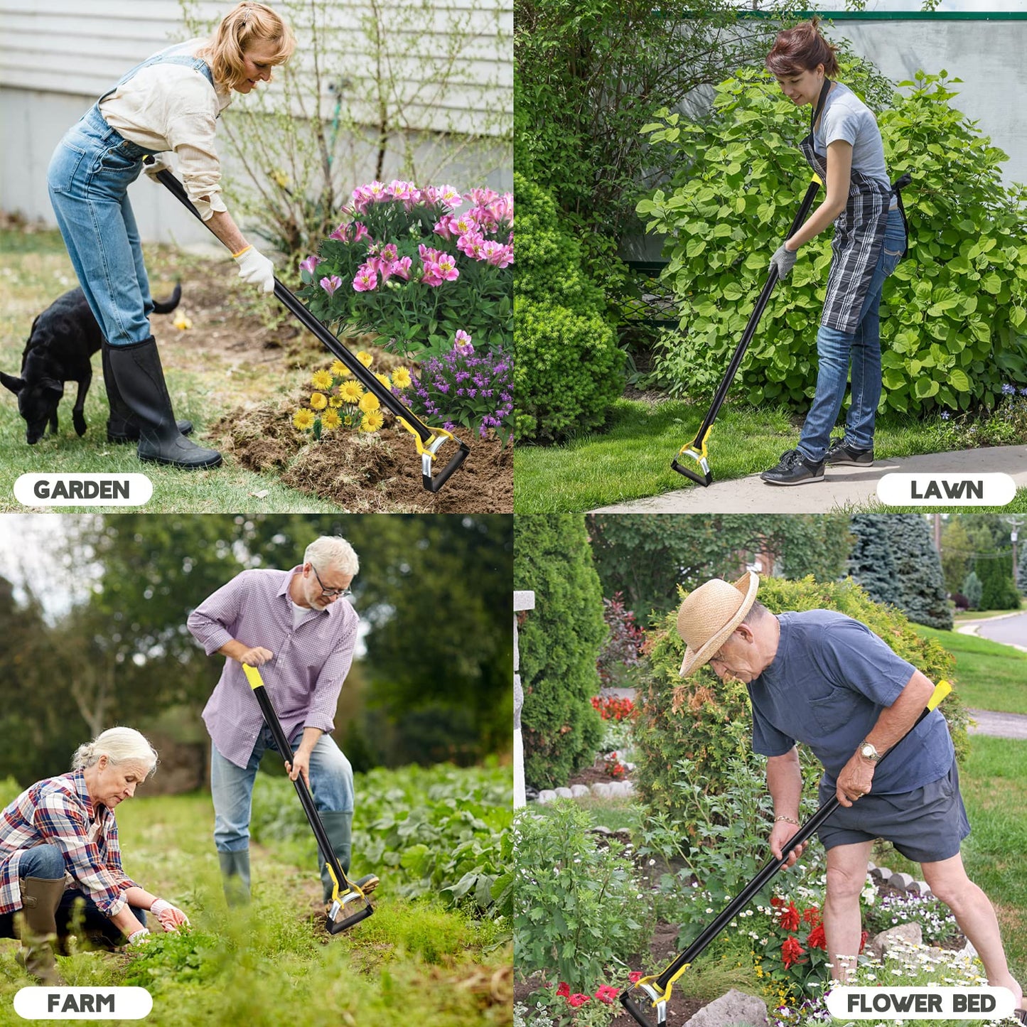 Garden Hoe For Weeding - Sharp Push Pull Blade,Stainless Steel Action Stirrup Hoe, 30-72inch Long Handle, Stainless Steel Scuffle Hoe For Outdoor Flower Beds, Yard, Mulch, Gravel,Raised Beds