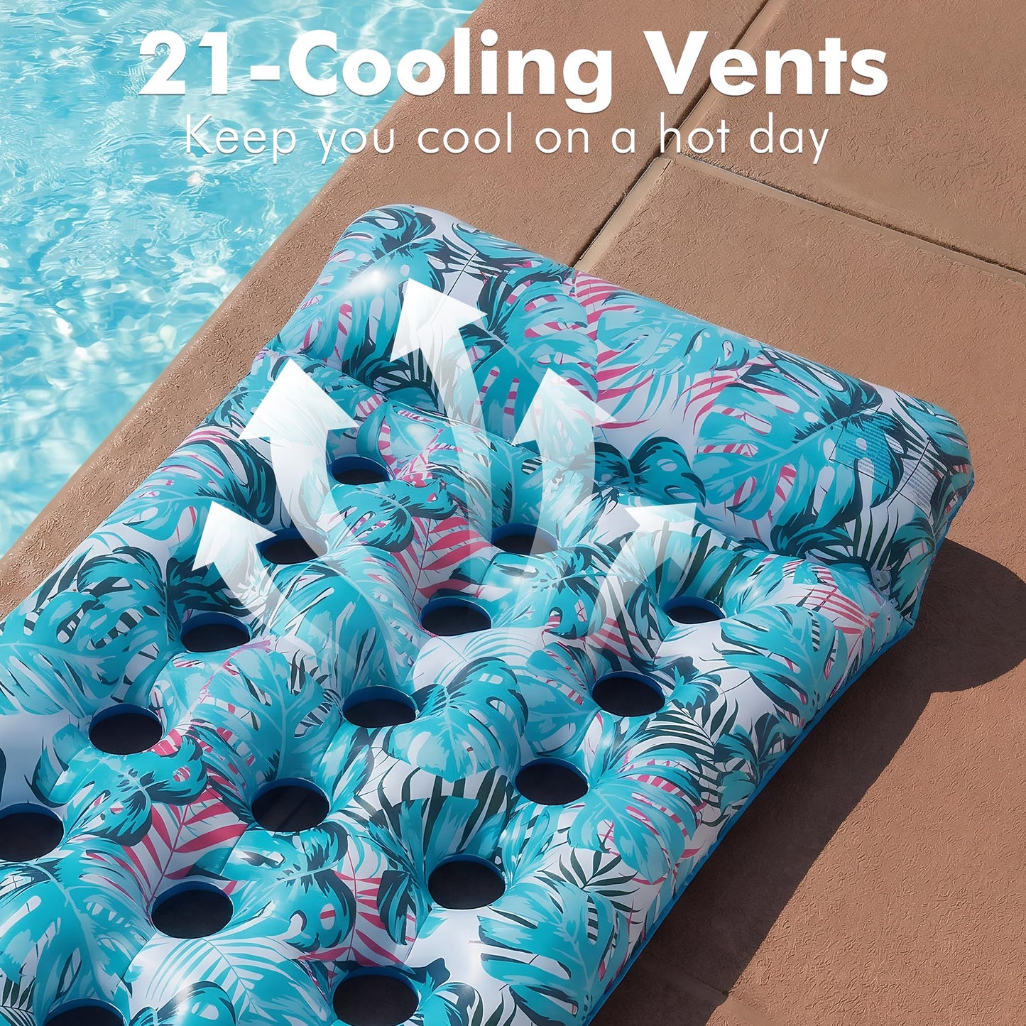 Stonful 2 Pack Inflatable Pool Float Mat, Giant Pool Floats Adult Size with Headrest, Lake Float Raft Water Lounger, Multi-Purpose Swimming Pool Floats for Pool Party, Summertime Beach, Outdoor