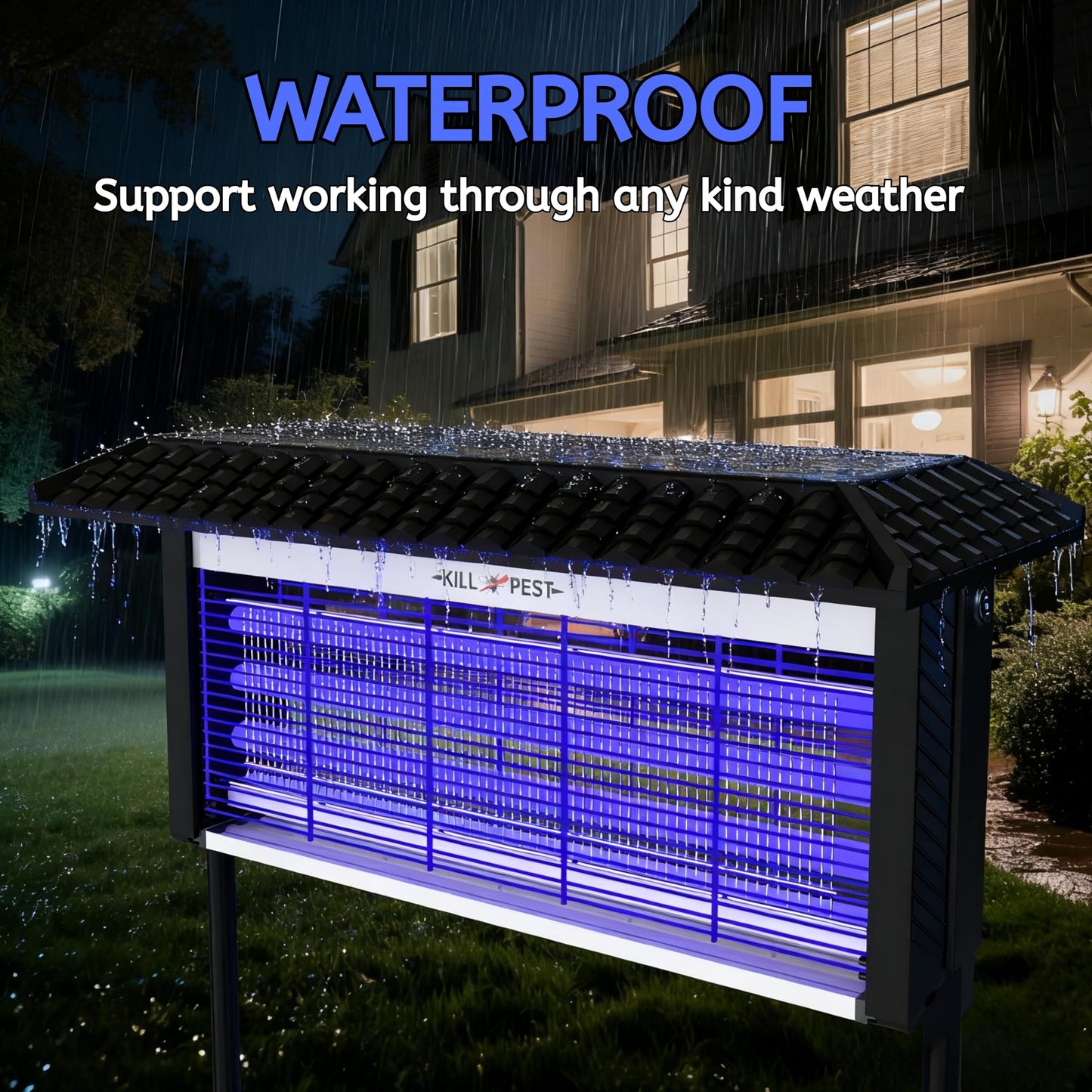ZETAWALE Solar Bug Zapper Outdoor Mosquitos Zapper Solar Powered Bug Zapper Outdoor Camping Fly Control for 4000 sq.ft Waterproof Fly Killer Solar Mosquito Zapper for Garden Lawn and Back Yard
