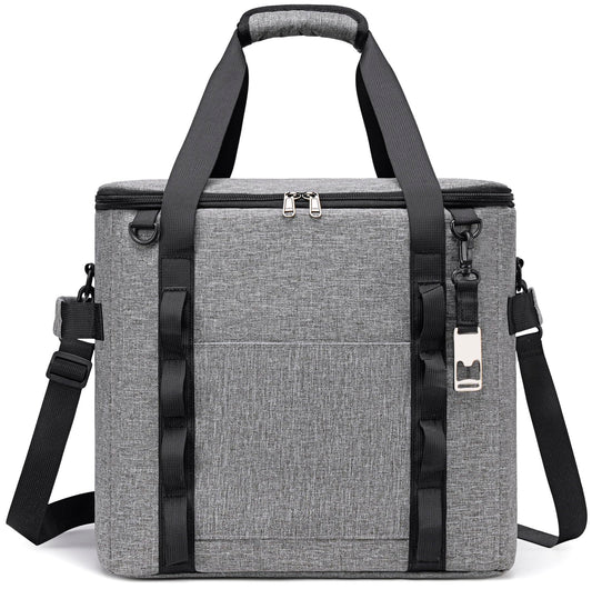 TuErcao Soft Cooler Bag, 9"x9"x9" 20 Cans Leakproof Insulated Small Ice Chest for Travel Beach Camping Picnic, Lightweight Portable Collapsible Cooler Box with Shoulder Strap for Car, Light Grey
