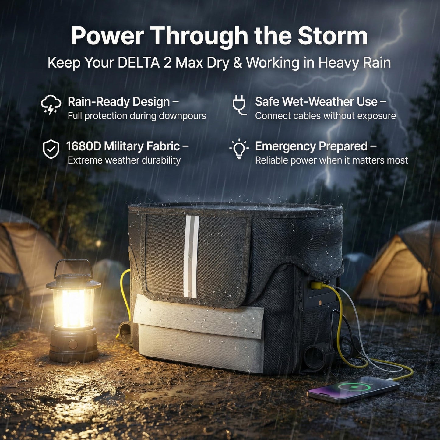 Protective Storage Bag DELTA 2 Max, Waterproof and Heavyduty, Durable Generator Cover for Portable Power Station, 1680D Waterproof Oxford fabric Travel Organizer for Delta 2 Max & Extra Battery