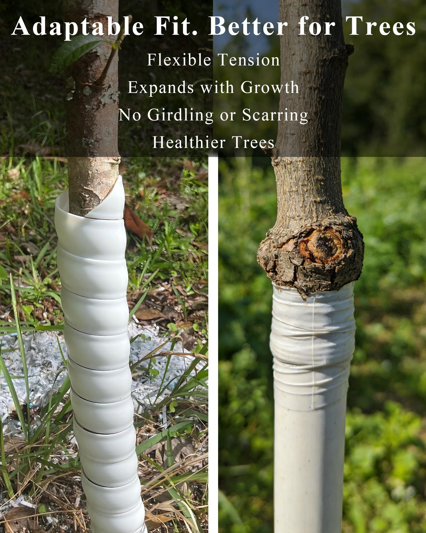 4 Pack Tree Trunk Protector, Spiral Tree Guard Wrap for Bark Protection, Dual Size Adjustable Plastic Tree Covers for Year-Round Garden Use, Durable Shield for Saplings & Shrubs (Standard)
