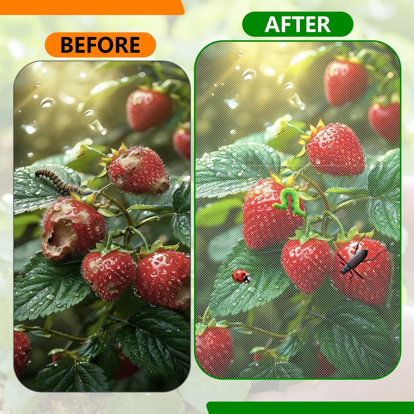 2 PCS Garden Netting for Raised Beds 2x4 Fine Mesh Raised Beds Garden Bug Netting Pest Barrier Screen with Drawstring for Plants to Keep Small Animals Pest Out Protect for Vegetables (2x4 FT)