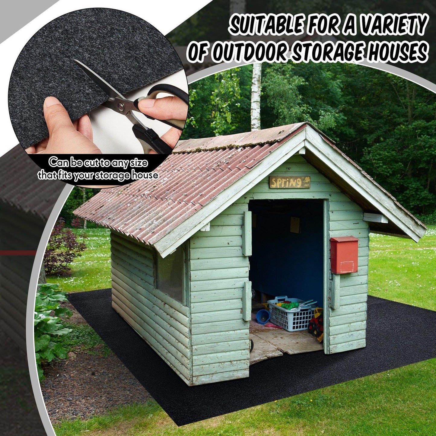 Haull Shed Floor Mat 8.2 x 10.2 ft Outdoor Waterproof Nonslip Durable Storage Sheds Protector Rug for Carport Patio Garage Garden Spring Summer Outdoor, Storage Shed Not Included