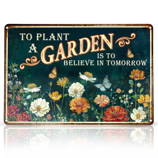 KORUBIA Garden Sign - Vintage Gardening Metal Signs for Outside - Patio Gardening Gifts for Women, Men, Plant Lovers, Gardeners - Home Fence Decor Outdoor Greenhouse Garden Signs - 12''x8'' Metal Sign
