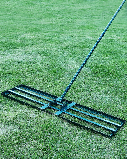 Lawn Leveling Rake,Stainless Steel Lawn Leveler with 45”x10” Ground Plate, 78” Adjustable Long Handle, Heavy Duty Large Level Yard Tool for Grass, Golf Field, Level Soil or Dirt Ground Surfaces-Green