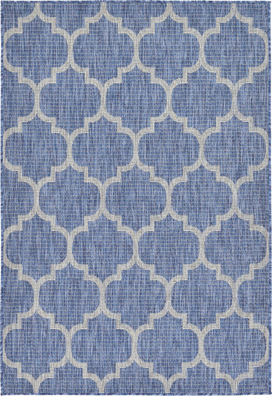 Unique Loom Outdoor Trellis Collection Area Rug (4' 1" x 6' 1" Rectangle, Navy Blue/ Ivory)